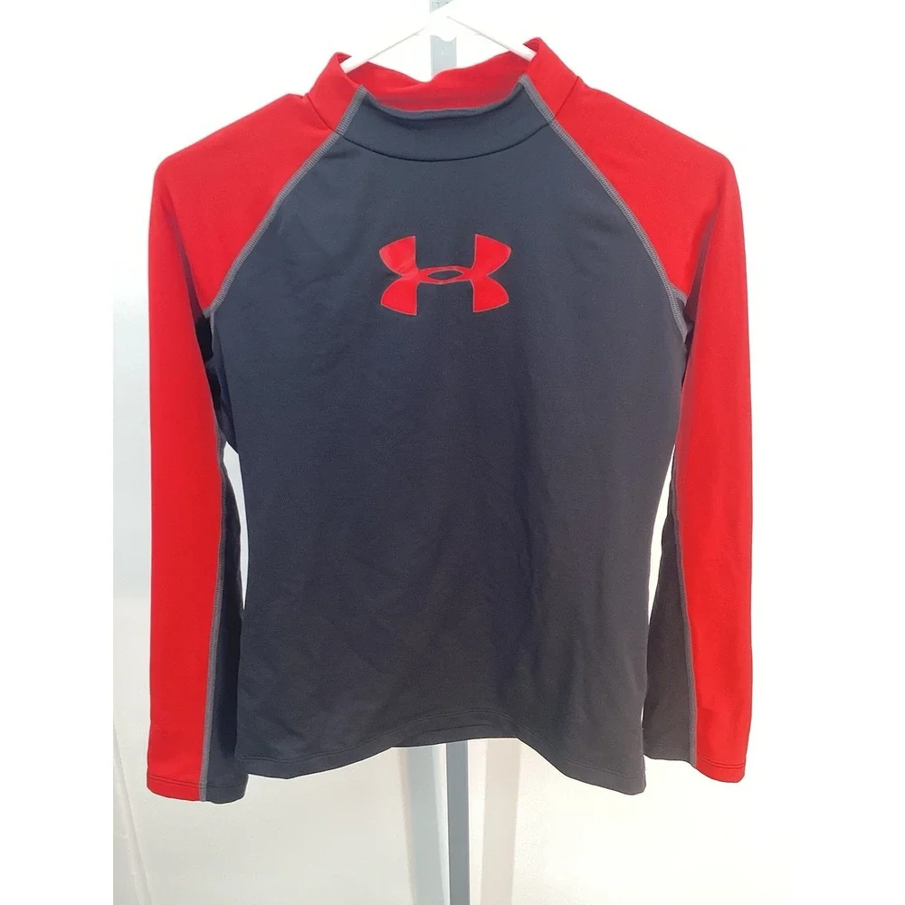 Youth Under Armour Fitted Coldgear Long Sleeved‎ Mock  Black/red YXL